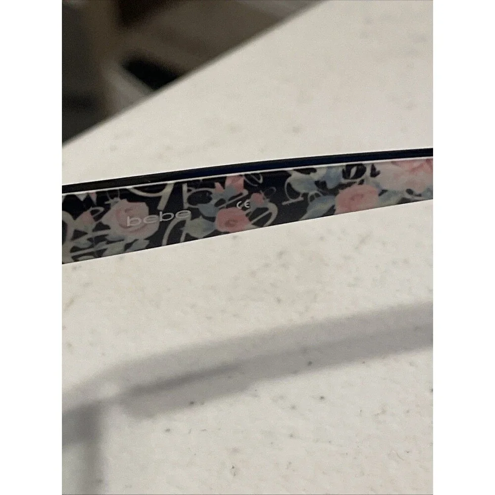 Bebe Eyeglasses Frames BB5185 100 Black Rectangle Rim Floral